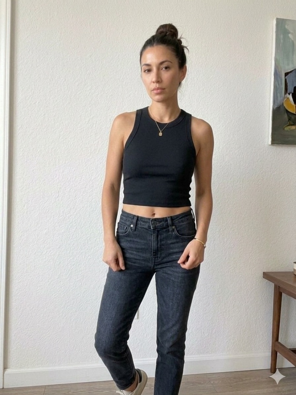 NWOT Madewell Black Ribbed Cropped Tank